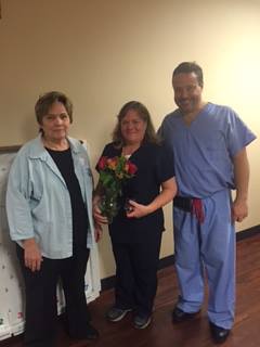 Martha February star employee recipient with Sue and Dr. Tim Hamby